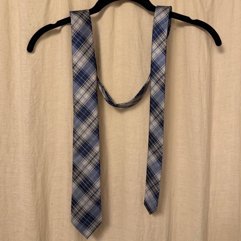 Blue Plaid Slim Tie